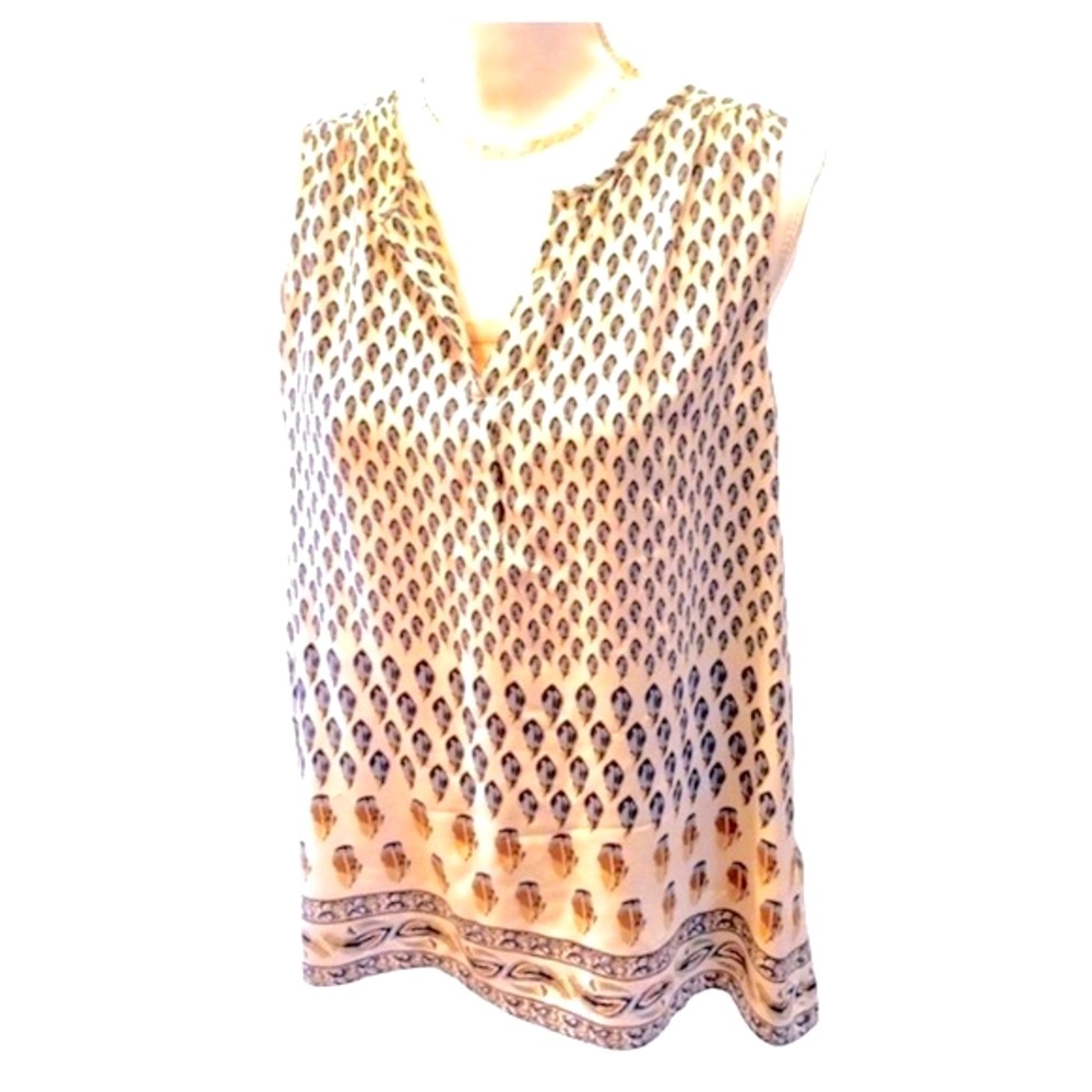 Joie Blue & Yellow Paisley Silk Sleeveless Blouse, sz S